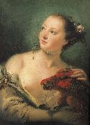 Giovanni Battista Tiepolo There are parrot portrait of young woman oil painting artist